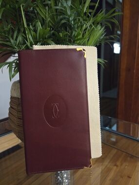 Vintage Leather Wallet Bordeaux Authentic